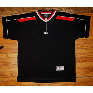 Vintage 90s STARTER 1/4 Zip Black Red Mens L Shooting Shirt Basketball Biggie